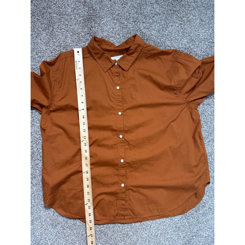 Free Assembly Womens XL Brown Cotton Button Down Shirt Long Sleeve - Picture 3 of 6